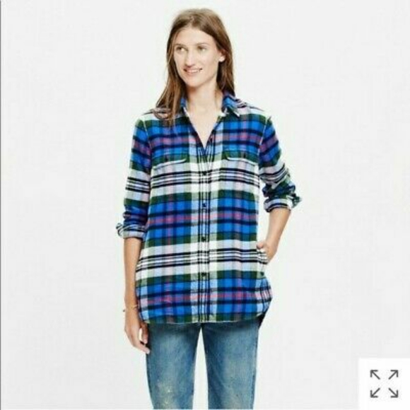 Madewell Ex boyfriend Plaid Flannel Shirt - Picture 1 of 6
